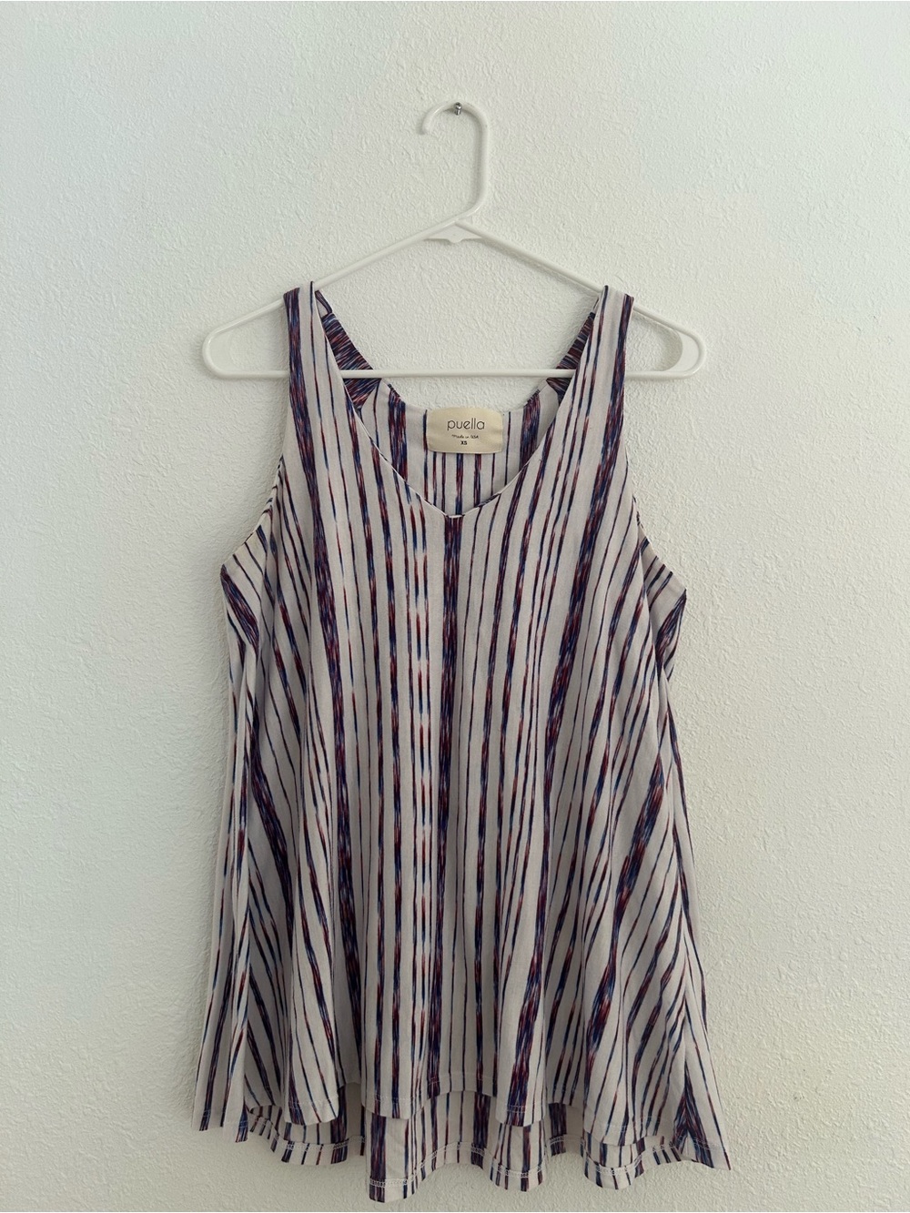 Puella Striped Swing Tank - White with Navy & Burgundy